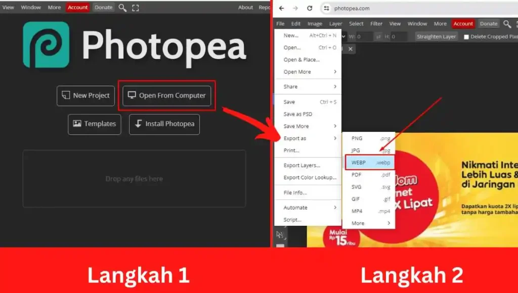 3 Langkah Praktis Cara mengubah WebP ke JPG cara mengubah webp ke jpg dengan photopea